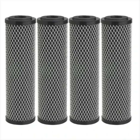 Lot de 4 Filtres à Charbon Actif 10 Pouces Standard pour Maison Élimination Sédiments Goût Odeurs (1/4)