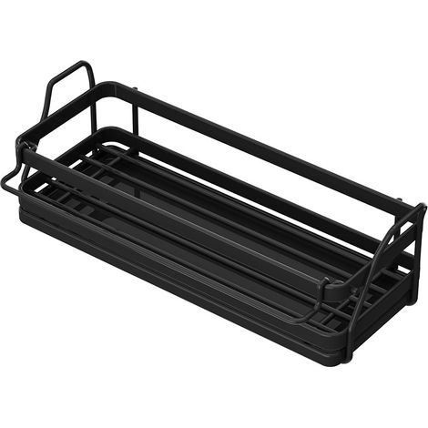 Lot de 2 Supports muraux noirs en acier inoxydable pour éponges et lavettes, rangement étroit côté robinet d'évier de cuisine (1/5)