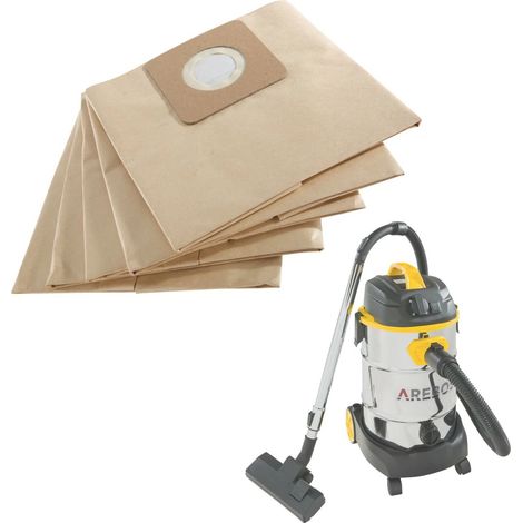 Arebos – Lot de 5 sacs à poussière pour aspirateurs industriels 1600 W – Papier multicouche résistant – Pour sciage et nettoyage de feuilles