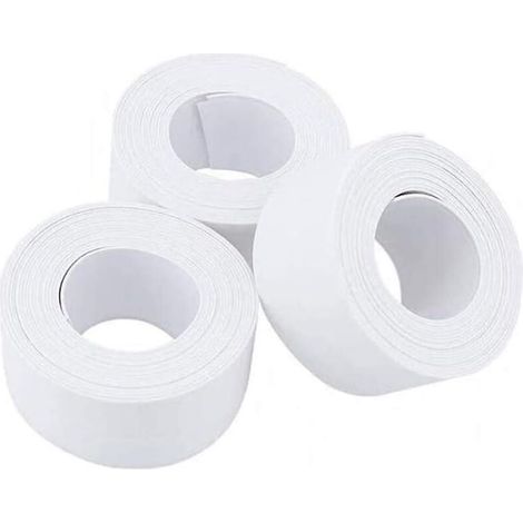 Lot de 3 rouleaux de ruban adhésif PE pour l'étanchéité des angles de salle de bain, cuisine, toilettes et murs. (1/5)