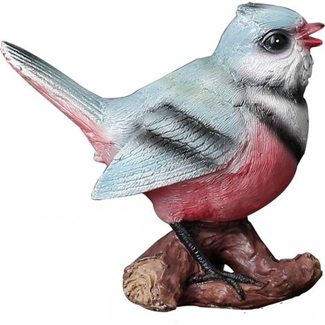 Figurine d'oiseau en résine, bleu-gris clair, statue de jardin, décoration miniature pour paysage. (1/3)