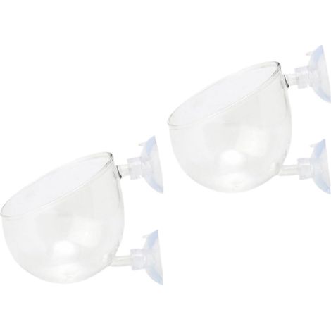 2 Pièces Décorations De Poisson pour Réservoir Aquarium Porte-Plantes Mangeoire en Verre (1/5)