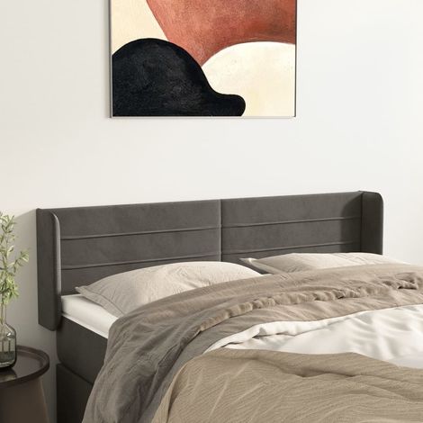 Cabecero de terciopelo gris oscuro 147x16x78/88 cm vidaXL (1/5)