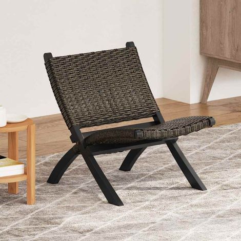 vidaXL Chaise de relaxation rotin kubu naturel et bois d'acajou massif (1/5)