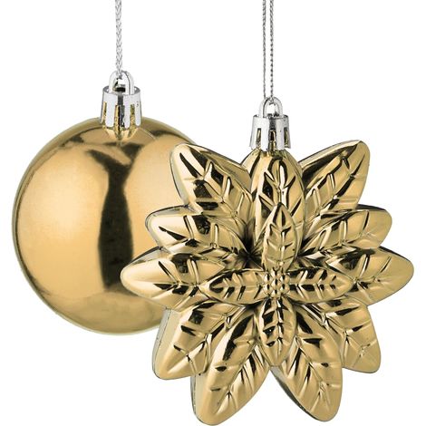 Lote de 100 bolas de Navidad decorativas brillantes para árbol acabado elegante de poliestireno dorado 130017142 (1/3)