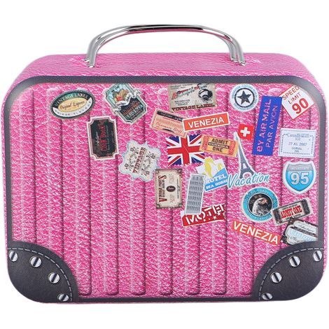 Boîte à musique valise rose - Cadeau anniversaire, Saint-Valentin, Noël - Boîte à musique métallique décorative (1/5)
