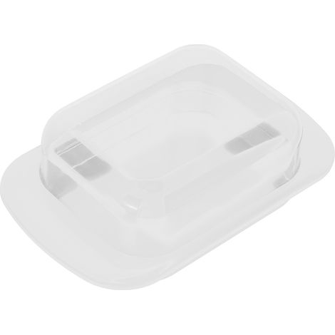 Beurrier rectangulaire large avec couvercle, couteau, petit plateau à fromage portable pour la cuisine, blanc (1/5)