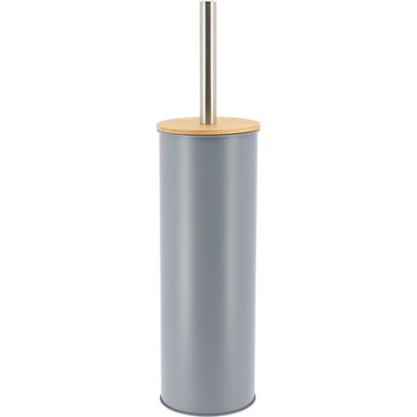 Brosse wc metal couvercle bambou - gris - Tendance (1/3)