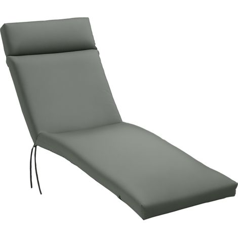 Kissenbezug aus Polyester für Gartenliegen, Polsterung für Liegestühle, dunkelgrau, Maße 196 x 55 x 8 cm