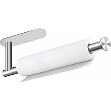 Porte-essuie-tout, autocollant ou sans perçage, à fixer sous un placard, support mural en acier inoxydable argenté pour cuisine, salle de bain, évier, garde-manger (1/5)