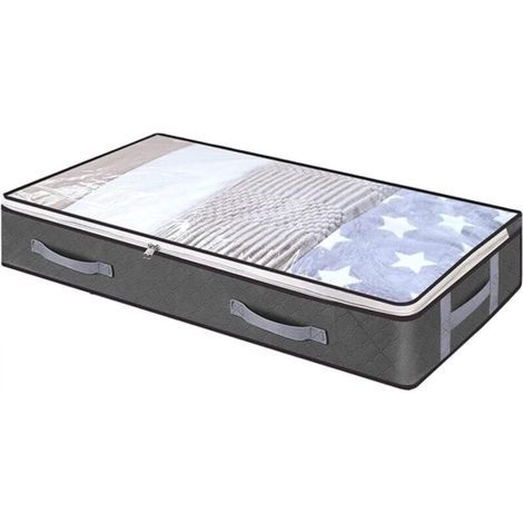 [JAMAIS UTILISÉ] Sac de rangement sous le lit avec couvercle, pliable for vêtements poignée renforcée, organisateur couvertures et(100x50x15cm grey) (1/4)