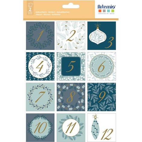 Stickers Calendrier de l'Avent - Artemio - Splendid Christmas - 5 x 5 cm - 24 pcs - Décoration de fête (1/4)