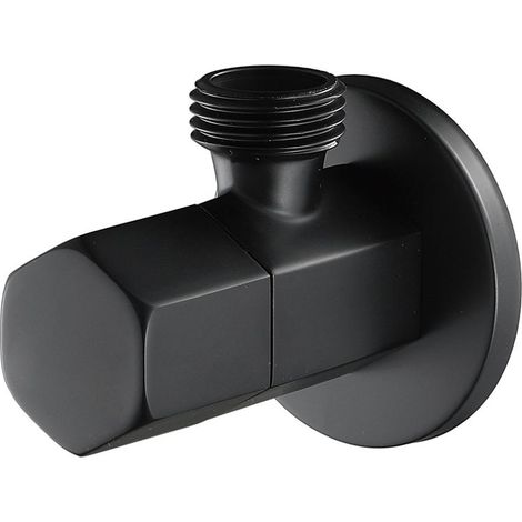 Noir Robinet D'arret WC Laiton Vanne D'arret de Robinet G1/2" Triangulaire Valve pour Douchette Douche Salle de Bain