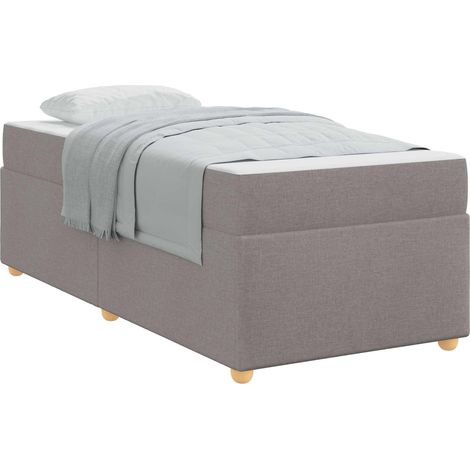Lit simple  Lit adulte  Cadre de lit avec matelas Taupe 80 x 200 cm tissu