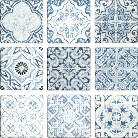 MOSAIQUE DECOR RENAISSANCE TRAVERTIN DECORE BLUE 1 PLAQUE 10 x 30,5 CM CASA LINEA