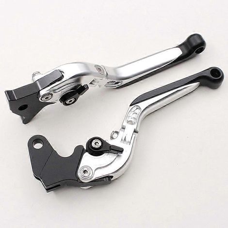 Convient pour la modification de la moto Yamaha FZ16, levier de frein télescopique pliable en alliage d'aluminium réglable (argent 1) (1/5)