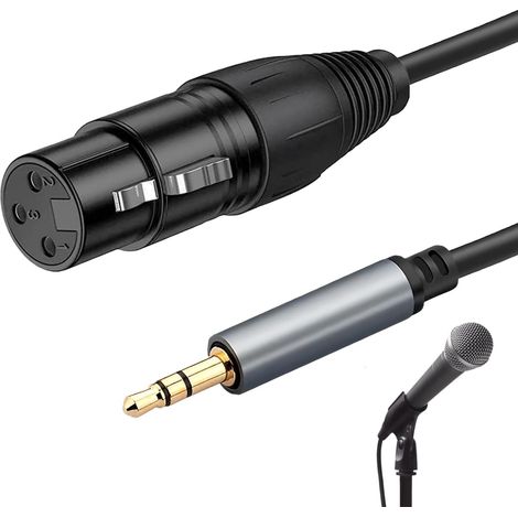 Cable XLR a jack de 3,5 mm de 1,5 metros, cable de micrófono XLR hembra a mini jack de 3,5 mm para videocámaras, cámaras DSLR, dispositivos de grabación de ordenador, etc. (1/5)