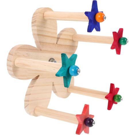 Wooden Rotating Wheel Bird Perch Toy for Cage (1/5)