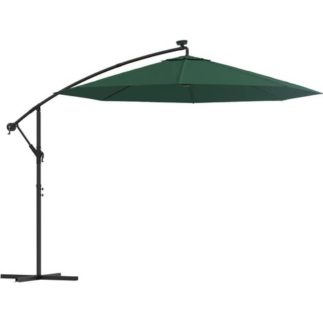 Sombrilla para muebles de jardín con iluminación LED 300 cm mástil de metal verde 020008142