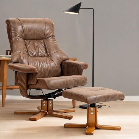 Fauteuil marron en microfibre 100 polyester 78 x 82,5 x 109 cm (1/5)