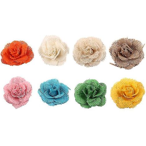 8 Stück Jute-Sackleinen-Blumen