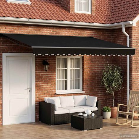 Toldo Retráctil Eléctrico Negro y Antracita 4 x 3 m