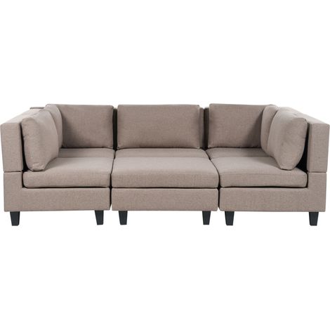 Modular U-Shape Sofa 5 Seater UNSTAD Fabric Brown with Ottoman