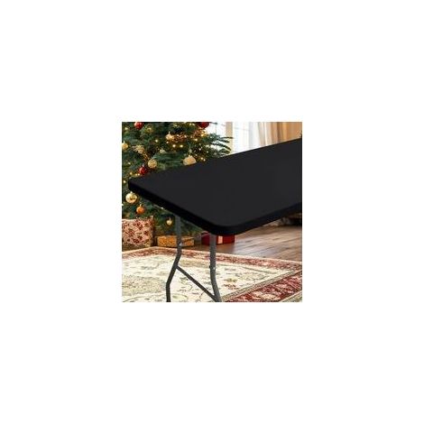 Schwarze Tischdecke 183 x 76 cm mit Gummizug für Garten-, Küchen- oder Terrassentische, für den Außenbereich. (1/5)