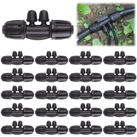 20 Pièces Connecteurs T Barbelé Verrouillés, Kit Raccords d'Irrigation Goutte 1/2 Pouce à 1/4 Pouce 12/16mm 4/7mm Connecteur Verrouillage Tube Pièces d'Irrigation Verrouillage Barbelé 4 Voies (1/5)
