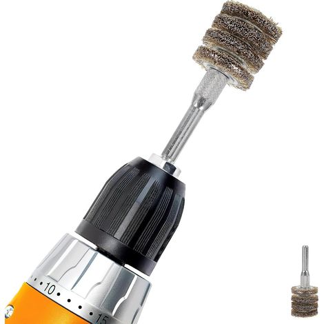 Brosse Métallique pour Perceuse Manche Rond 6mm, 4 Couches en Acier, Diamètre 25mm, Haute Résistance pour Enlever Peinture et Bavures sur Bois et Métal (1/5)