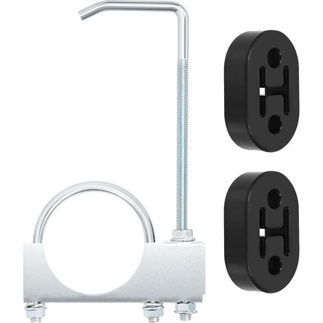 3 pièces 76 mm 3" Bride d'échappement avec joint en caoutchouc, support d'échappement, support d'échappement à charge lourde, bride universelle pour échappement, pince d'échappement avec (1/5)