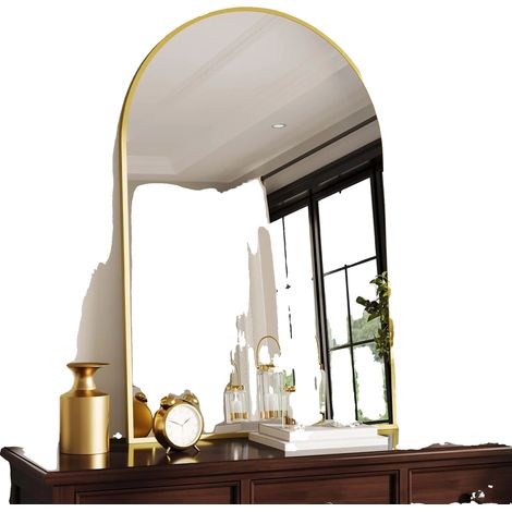 Wandspiegel, Bogenform, Robuster Aluminiumrahmen, Gold (1/2)