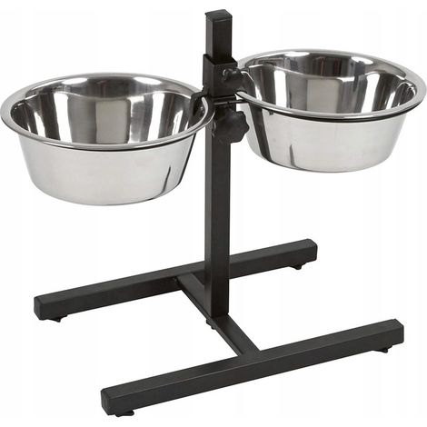 Ensemble de deux bols suspendus sur support, en métal argenté, 1,8 l