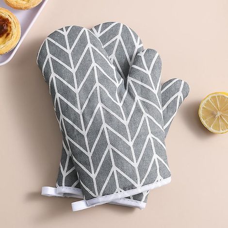 rayures Grises-gants De Four, 1 Paire Gants De Cuisine Coton Avec Cuisine, Lavable Gant Cuisine Four, Gants De Cuisine Antidrapants, Gant Cuisine (1/5)