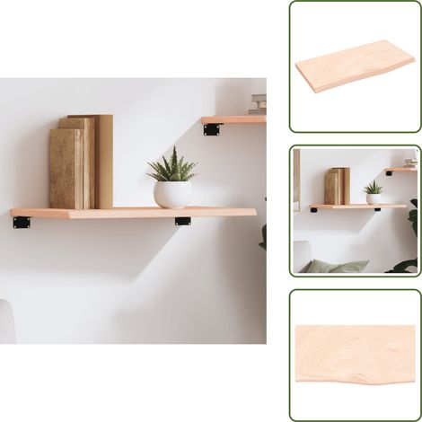 Wandregal 60x30x2 cm Massivholz Eiche Unbehandelt - Wandregal - Eichendielen - Holzmöbel - Rustikal - Deko Regal (1/5)