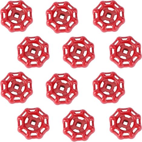 Lot de 12 Poignées de Soupape en Acier Inoxydable Rouge, Roues à Main à Fond Plat, et Économie D'effort, pour Portail Extérieur (1/5)