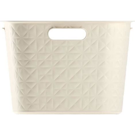 Coffre a Linge - CURVER - Softex - 45L - Plastique recyclé - 59 x 39 x 27 cm - Blanc cassé (1/3)