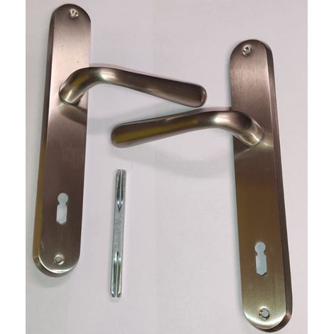 ORECA - MANIGLIA MONOBLOCCO SU PLACCA CON FORO PER CHIAVE 90MM - MANIGLIA NICHELATA SATINATA