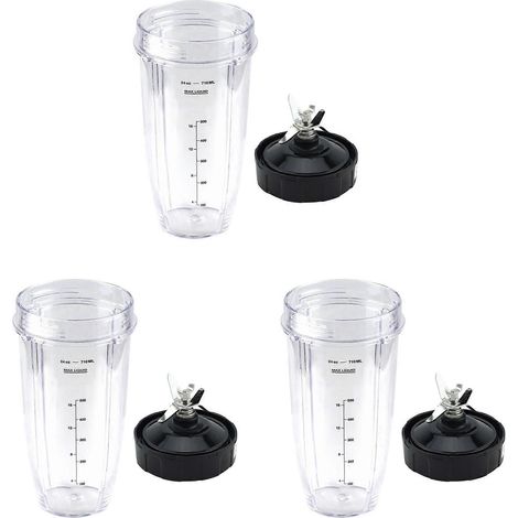 Lot de 3 Blender de rechange pièces pour Ninja, 24Oz Gobelet 7 Fins Extractor Lame, pour Nutri Ninja Auto IQ BN801 SS101 BL480-30 (1/5)