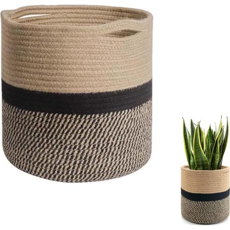 Panier de Rangement en Corde de Coton-Panier Tressé pour Plantes d'Intérieur, Pots de Fleurs en Jonc de Mer Seagrass-Pot de Fleurs, Pot Plante par Excellence (1/5)