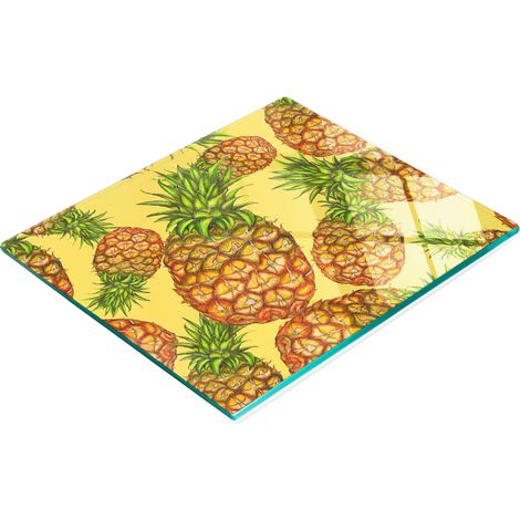 Tabla de servir de cocina de vidrio templado con estampado de piña, 60x52 cm. (1/5)