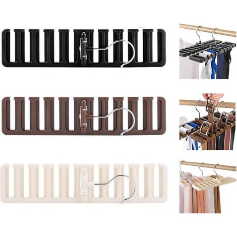 pièces porte-ceinture cintre de ceinture organisateur porte-cravates anti-dérapant cintre (blanc, marron, noir)