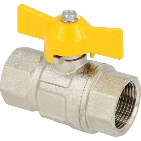 Robinet à bille gaz 1’’ FF/FF avec poignée papillon, selon DVGW