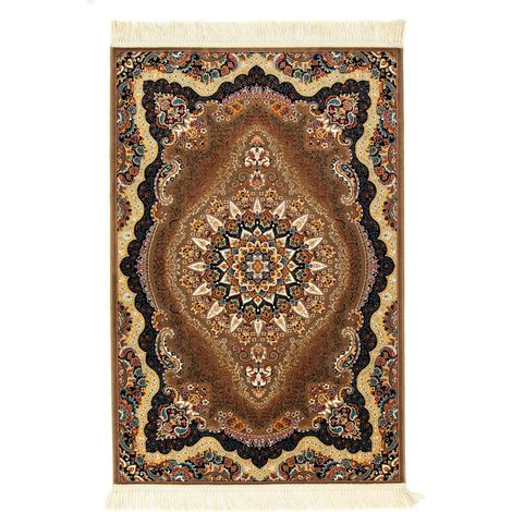 Tapis persan Mitra  - 150x100cm, Rectangular - 100% Acrylique - Tissé - Marron
