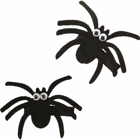 Barrette d'Halloween, barrette en feutrine pour enfants, motif araignée amusante, barrette (araignée noire) (1/3)