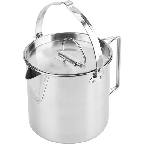 Bouilloire pliable en acier inoxydable 1,2L pour plein air, camping, randonnée, cuisine, café, thé, pique-nique (1/5)