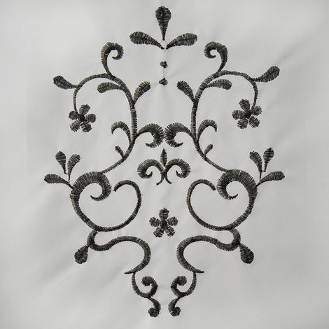1 Stück Polyester-Gardine, transparent, mit Blumenstickerei und Quasten, kurze Gardine zur Fensterdekoration in Schlafzimmer/Badezimmer/Café/Küche (BxH/60x120cm, Grau/Weiß) (1/4)