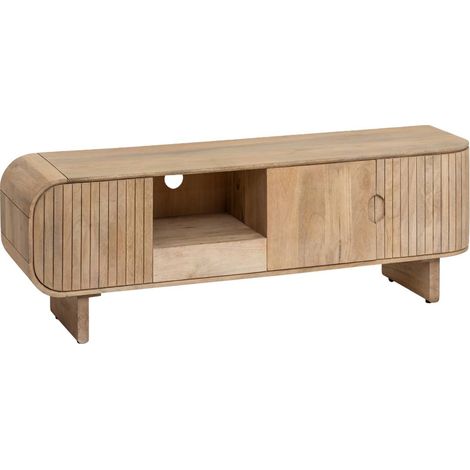 Made In Meubles – Meuble TV en bois de manguier clair – Design minimaliste avec 4 espaces de rangement – Dimensions 51x150x40 cm – Parfait pour salon moderne (1/5)