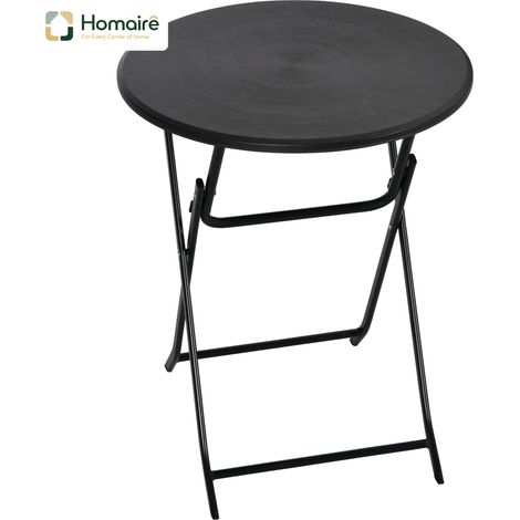 HOMAIRE Runder Klapptisch Garten-Esstisch dekorative Holzoptik Balkon Terrasse dunkelgrau