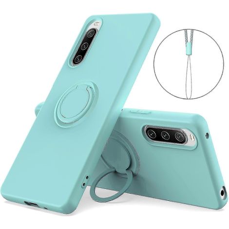 Coque Xperia 10 V avec anneau support et cordon - Housse silicone liquide anti-chute, protection renforcée (1/5)